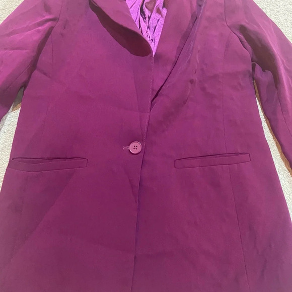 Endless Rose Single Breasted Blazer Bold Sz S Burgundy Powersuit 80’s - Picture 5 of 6